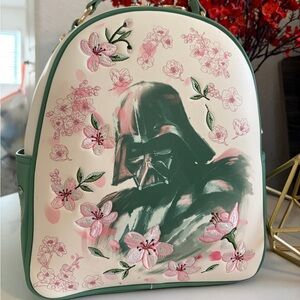 NWT Loungefly Disney Star Wars Darth Vader Portait Cherry Blossom Mini Backpack